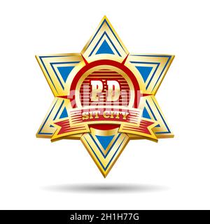 Emblem of Police star badge isolated on white. Vector illustration. Stock Vector