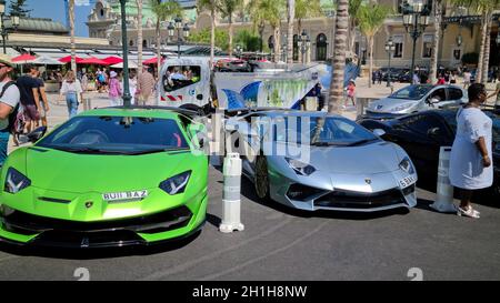 Monte-Carlo, Monaco - August 8, 2020: Lamborghini Aventador And Lamborghini  Huracan, Two Luxurious Supercars Parked On The Casino Square In Monte-Carl  Stock Photo - Alamy