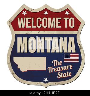 Welcome to Montana vintage rusty metal sign on a white background, vector illustration Stock Vector