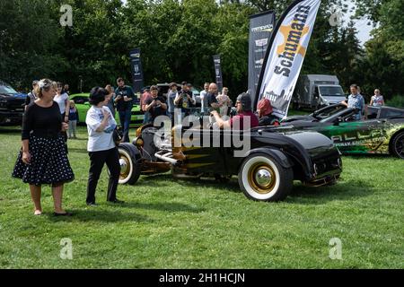 DIEDERSDORF, GERMANY - AUGUST 30, 2020: The custom hot rod T-bucket based on a Ford Model T, of the 1915 to 1927 era. The exhibition of 'US Car Classi Stock Photo