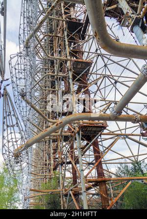 Former military Duga radar system in Chernobyl Exclusion Zone, Ukraine Stock Photo