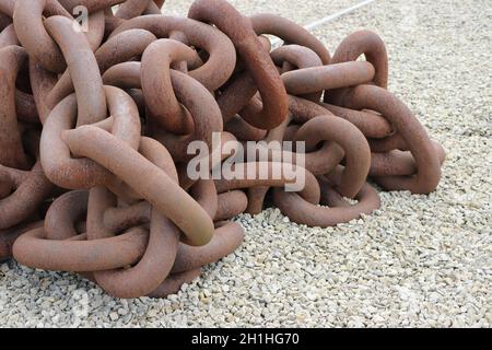 Ship rusty anchor chain Stock Photo