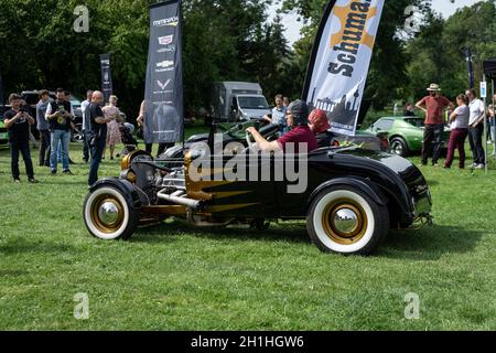 DIEDERSDORF, GERMANY - AUGUST 30, 2020: The custom hot rod T-bucket based on a Ford Model T, of the 1915 to 1927 era. The exhibition of 'US Car Classi Stock Photo