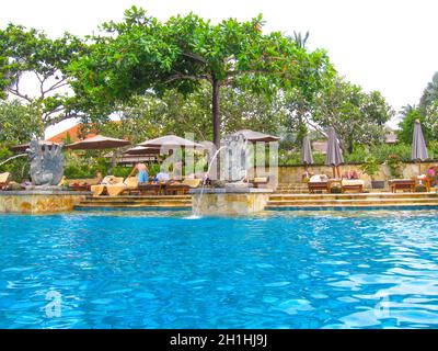 Nusa Dua, Bali, Indonesia - December 30, 2008: View of swimming pool at The Ritz-Carlton Bali Resort Stock Photo