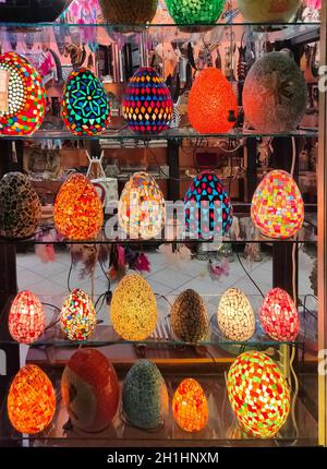 Sharm El Sheikh, Egypt - September 15, 2020: The local gift shop in Egyptian souvenir shop at Sharm El Sheikh, Egypt on September 15, 2020 Stock Photo