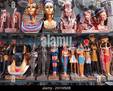 Sharm El Sheikh, Egypt - September 15, 2020: The local gift shop in Egyptian souvenir shop at Sharm El Sheikh, Egypt on September 15, 2020 Stock Photo