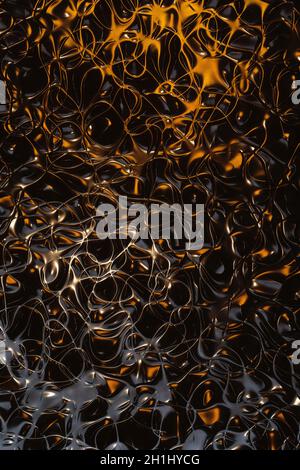 3D gold wave lines on black background. Futuristic abstract metal gradient wave line. Luxury Golden flow background. Abstract dynamic 3d flow effect. Stock Photo