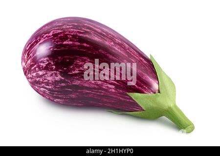 striped eggplant graffiti isolated on white background with clipping path and full depth of field. Stock Photo