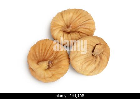 dried figs isolated on white background with clipping path and full depth of field. Top view. Flat lay Stock Photo