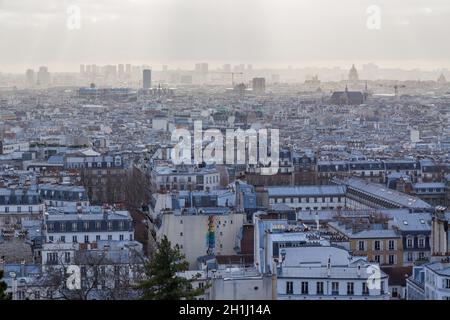 PARIS, FRANCE - DECEMBER 23, 2019: Roofs of Paris. Top view of the French capital Stock Photo