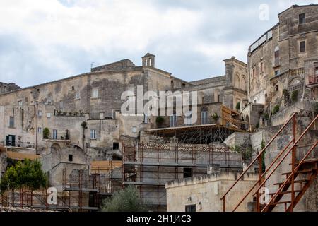 Matera, Italy - Sept 15, 2019: Bond apartment from the movie  'No Time to Die' in Sassi, Matera, Italy. Fictional hotel in the Piazzetta Pascoli area Stock Photo