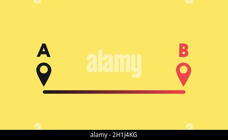 Point b. Vector illustration in minimal style. Progress of moving from point a to point b Stock Vector