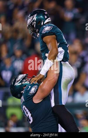 Philadelphia Eagles quarterback Jalen Hurts (2) looks to throw the ball  during an NFL football training camp practice in Philadelphia, Friday, Aug.  21, 2020. (Heather Khalifa/Pool Photo via AP Stock Photo - Alamy