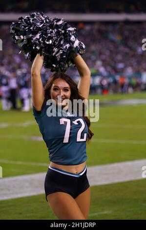 Philadelphia, Pennsylvania, USA. 14th Oct, 2021. Philadelphia Eagles cheerleaders in action during the NFL game between the Tampa Bay Buccaneers and the Philadelphia Eagles at Lincoln Financial Field in Philadelphia, Pennsylvania. Christopher Szagola/CSM/Alamy Live News Stock Photo