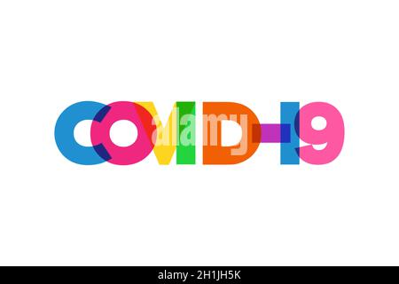 COVID-19 colorful vector typography banner isolated on white background Stock Vector