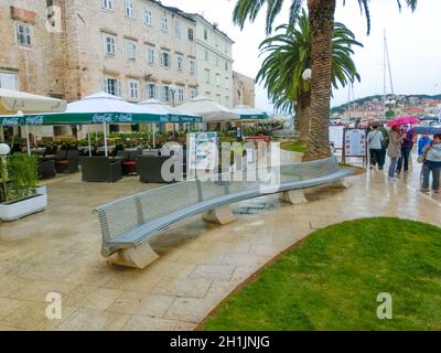 Trogir, Croatia - May 08, 2014: Main seafront promenade in Trogir, Dalmatia Croatia Stock Photo