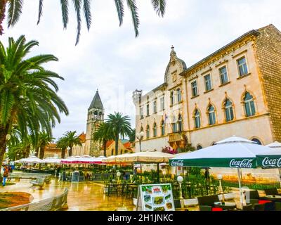 Trogir, Croatia - May 08, 2014: Main seafront promenade in Trogir, Dalmatia Croatia Stock Photo