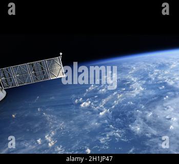 A view of Earth from the International Space Station:  A series on flying along the terminator line - the line separating day from night, the clouds producing long shadows.  An optimised and digitally enhanced version of a NASA/ ESA image. Mandatory Credit: NASA/ESA/T. Pesquet. NB: Usage restrictions: Not to be presented as an endorsement. Stock Photo