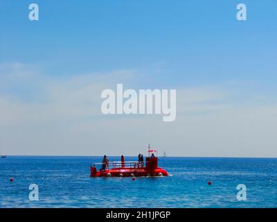 Dubrovnik, Croatia - June 07, 2015: Red Sightseeing Submarine - Starfish at Dubrovnik, Croatia on June 07, 2015. Designed similar to a small boat, wit Stock Photo