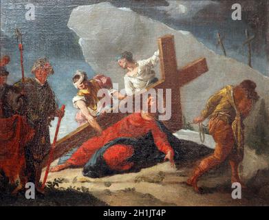 3rd Stations of the Cross, Jesus falls the first time Stock Photo