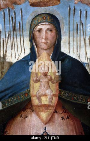 Benedetto Diana: Madonna Help of Christians, Altarpiece in the Franciscan church in Poljud, Split, Croatia Stock Photo