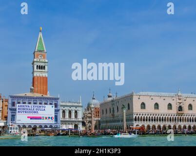 Venice, Italy - May 10, 2014: Beautiful view from Grand Canal on St Marks Square in Venice in Italy on May 10, 2014 Stock Photo