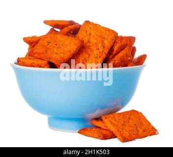 Dried bread crisps isolated on white background Stock Photo
