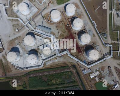 Reservoirs for storage of oil and products of its processing. Refinery Stock Photo