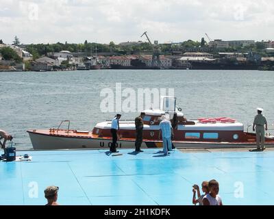 Republic of Crimea, Sevastopol - July 28, 2019: The embankment of the city of Sevastopol. Architecture near the coastline. Stock Photo