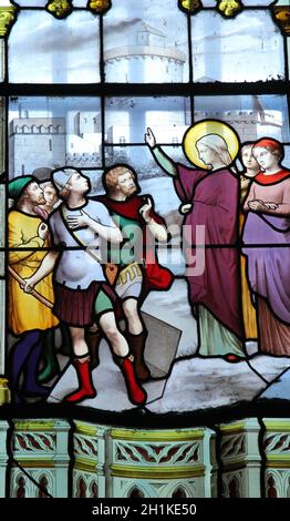 Scenes from the life of St. Genevieve, Saint Etienne du Mont Church, Paris Stock Photo