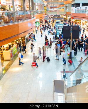 ISTANBUL, TURKEY - MARCH 16, 2017: Interior of Departure hall in Sabiha Gokcen International Airport. More than 32 million tourists visit Turkey a yea Stock Photo