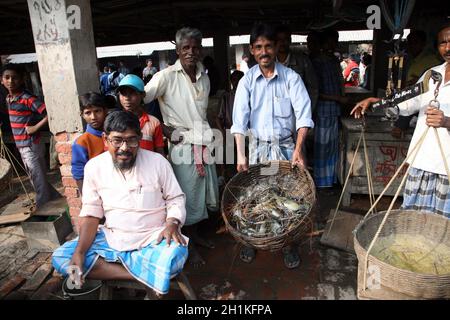 Fish on fish market in Kumrokhali, West Bengal, India Stock Photo