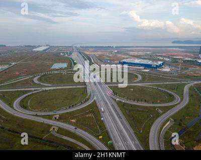 Batu Kawan, Penang/Malaysia - Aug 27 2019: Freeway cloverleaf 