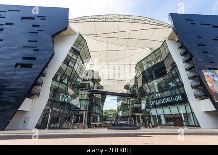 Singapore - December 6, 2019: Exterior of the LASALLE College of the Arts at McNally Street in Singapore. Stock Photo