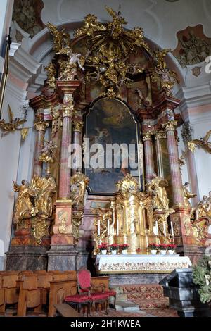 Main altar in Barmherzigenkirche church in Graz, Styria, Austria Main altar in Barmherzigenkirche church in Graz, Styria, Austria