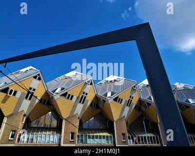 Cube Houses at Old Harbour viewed from Blaak metro station – Rotterdam Stock Photo