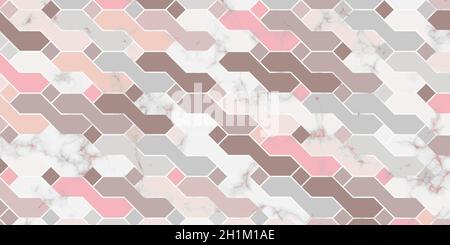 Abstract geometric pattern elegant pink background with polygonal shape pastel color and marble texture Stock Vector