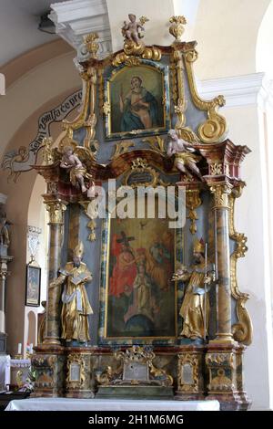 Altar Coronation of the Virgin Mary in the Church of Saint Mary Magdalene in Cazma, Croatia Stock Photo