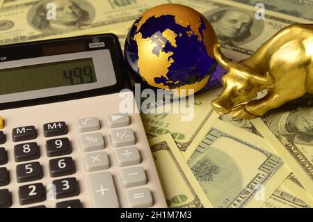 A conceptual image of global financial calculations. Stock Photo