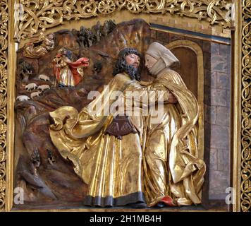 Meeting at the Golden Gate, Maria am Berg church in Hallstatt, Austria Stock Photo