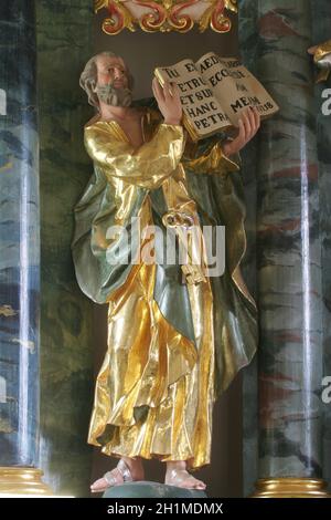 Saint Peter the Apostle, statue on the main altar in the Chapel of the Saint Roch in Sveta Nedelja, Croatia Stock Photo