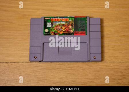 Donkey Kong Country For the Super Nintendo Entertainment System, a Popular Retro Video Game Stock Photo