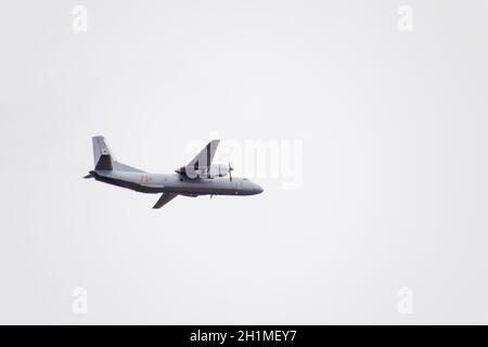 Krasnodar, Russia - February 23, 2017: Air show in the sky above the Krasnodar airport flight school. Airshow in honor of Defender of the Fatherland. Stock Photo