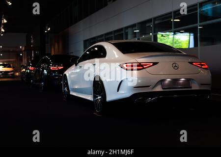Stuttgart, Germany - August 8, 2020: new car models in a row at the car show. Stock Photo