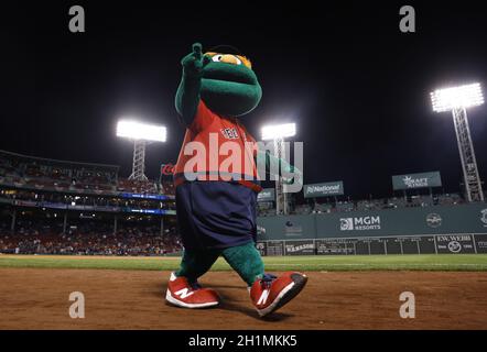 Boston, United States. 18th Oct, 2021. Boston Red Sox mascot takes the field before the start of game 3 of the MLB ALCS against the Houston Astros at Fenway Park in Boston, Massachusetts on Monday, October 18, 2021. Photo by John Angelillo/UPI Credit: UPI/Alamy Live News