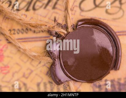 antique wax seal on the old document Stock Photo