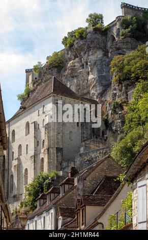 Pilgrimage town of Rocamadour, Episcopal city and sanctuary of the Blessed Virgin Mary, Lot, Midi-Pyrenees, France Stock Photo