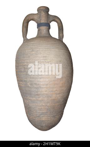Amphora Wine of the 5th century-is isolated on the white Stock Photo