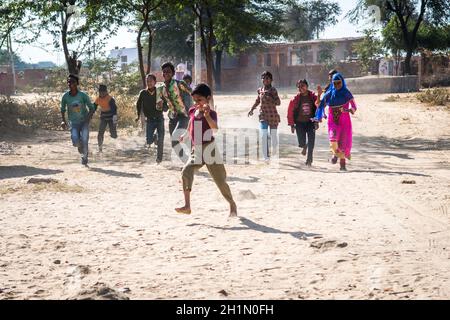 Rajasthan. India. 07-02-2018. Children with limited resources in India rely on the informal education provided by Non Profit Organization. Nothing pre Stock Photo