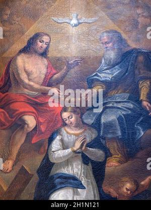 LJUBLJANA, SLOVENIA - JUNE 30: Coronation of the Virgin Mary altarpiece in the Cathedral of St Nicholas in the capital city of Ljubljana, Slovenia on Stock Photo